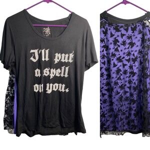 made right womens short sleeve shirt with 2 capes halloween size large 11 13
